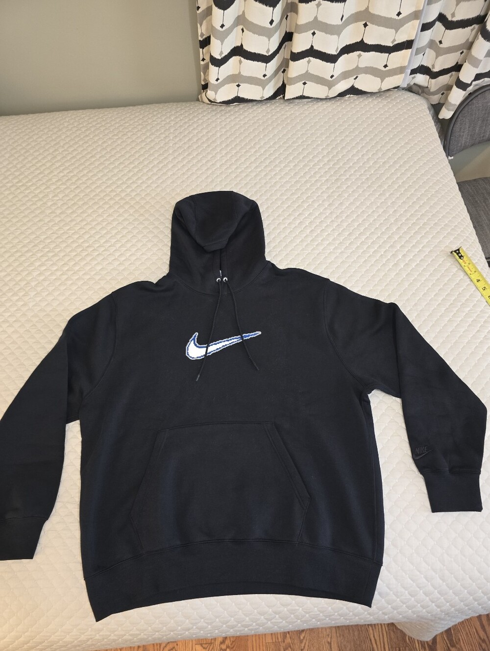 XL - Nike Black Hoodie with White and Blue Swoosh Embroidery (NEW W/NO TAG.)RARE